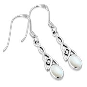 Mother of Pearl Celtic Trinity Silver Earrings - e412